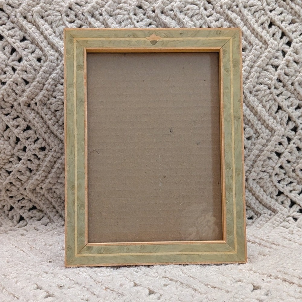 Vintage Sage Green Marbled Wood 5x7 Picture Frame Easel Back Wall Mount